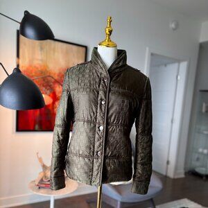 Roberto Verino Quilted Jacket | Monogram | Olive Green | Designer